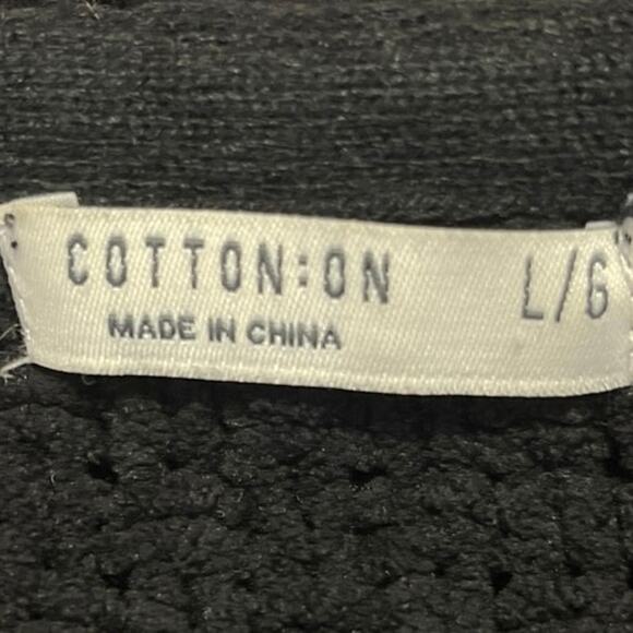 Cotton On Women's Black Ribbed Knit Long Sleeve Open Cardigan Sweater Top Size L - Picture 3 of 4